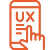 Icono de experiencia de usuario en aplicación móvil híbrida